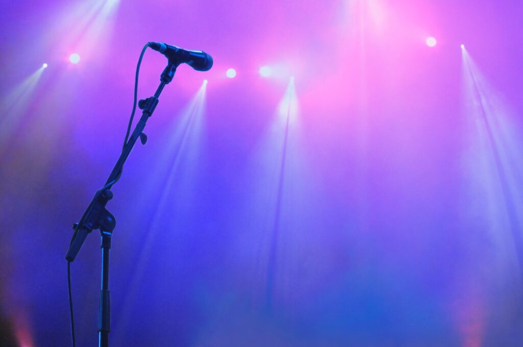 Microphone on music stage